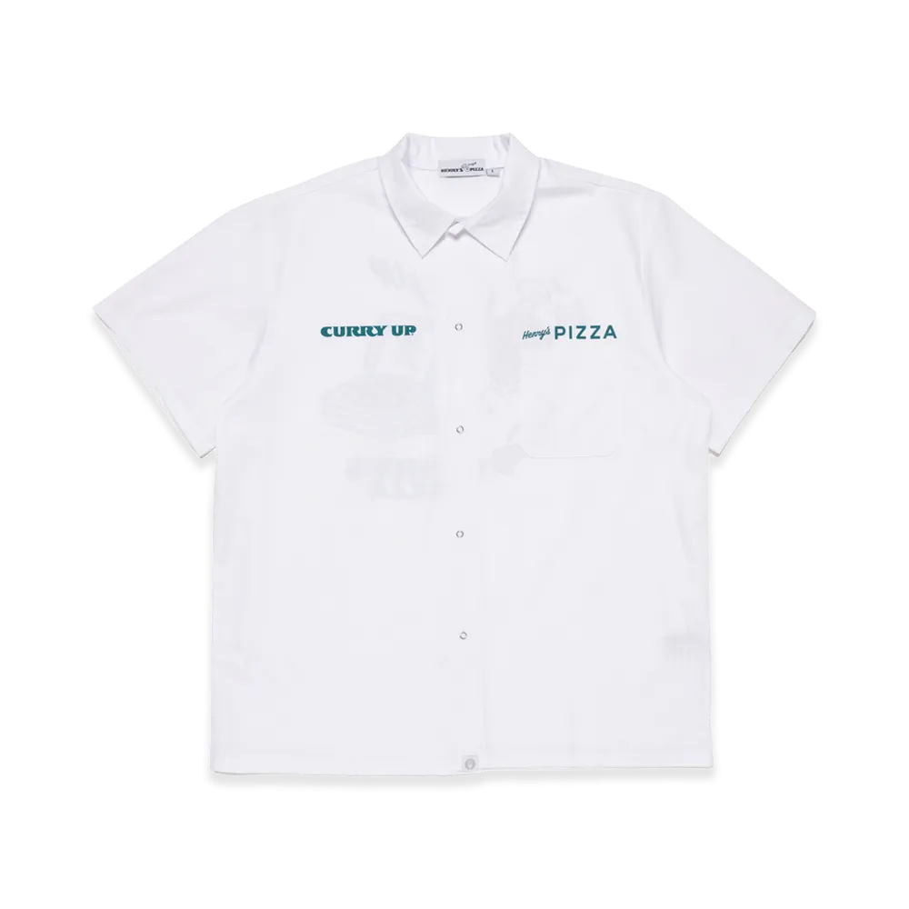 CURRY UP x Henry's PIZZA S/S Work Shirt "White"
