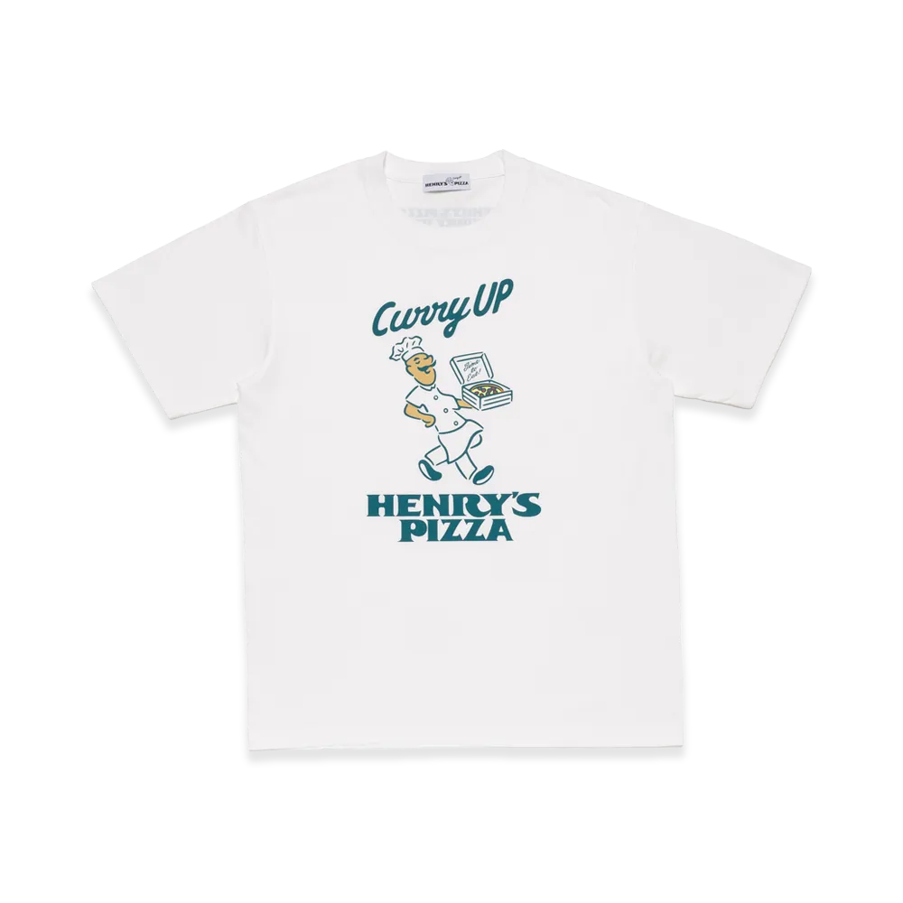 CURRY UP x Henry's PIZZA Graphic T-Shirt #1 "White"