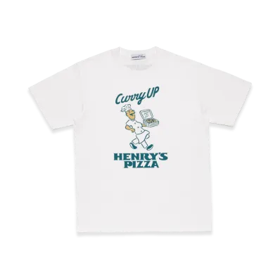 CURRY UP x Henry's PIZZA Graphic T-Shirt #1 "White"