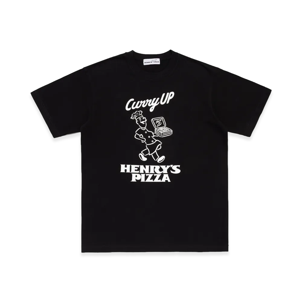 CURRY UP x Henry's PIZZA Graphic T-Shirt #1 "Black"