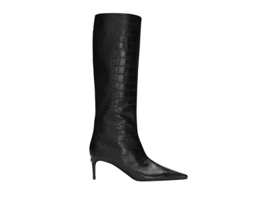 DOLCE&GABBANA Women's Crocodile-Print Calfskin Boots "Black"
