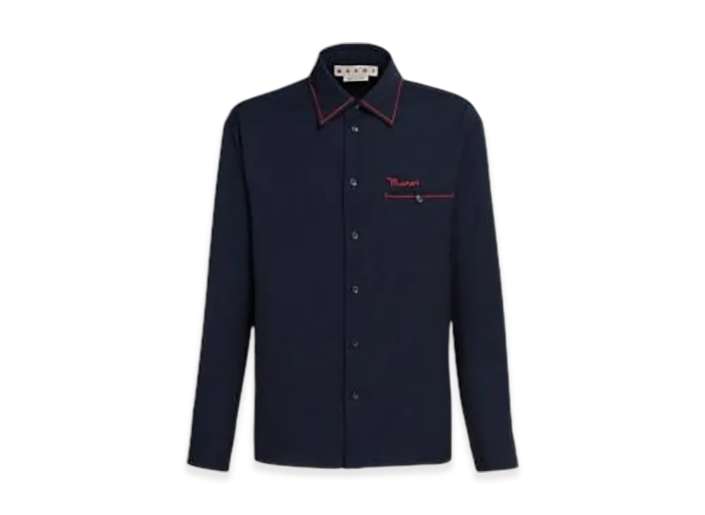 MARNI Embroidered Light Wool Shirt "Black"