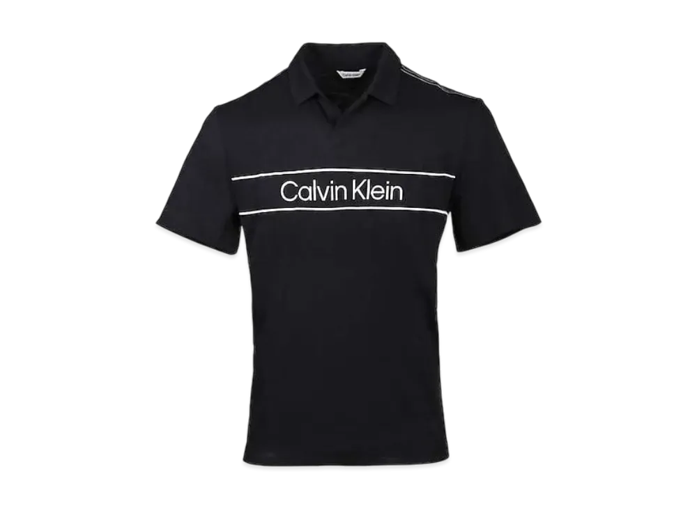 Calvin Klein CK One Short Sleeve Slab Block Logo Skipper Polo "Black Beauty"
