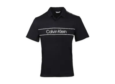 Calvin Klein CK One Short Sleeve Slab Block Logo Skipper Polo "Black Beauty"