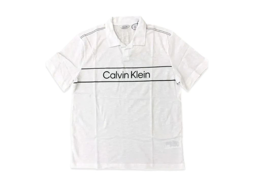 Calvin Klein CK One Short Sleeve Slab Block Logo Skipper Polo "Brilliant White"