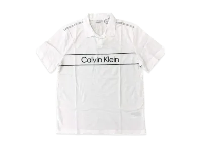 Calvin Klein CK One Short Sleeve Slab Block Logo Skipper Polo "Brilliant White"