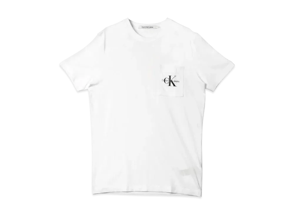 Calvin Klein Jeans Core Monogram Logo Pocket Crew Neck T-Shirt "Bright White"