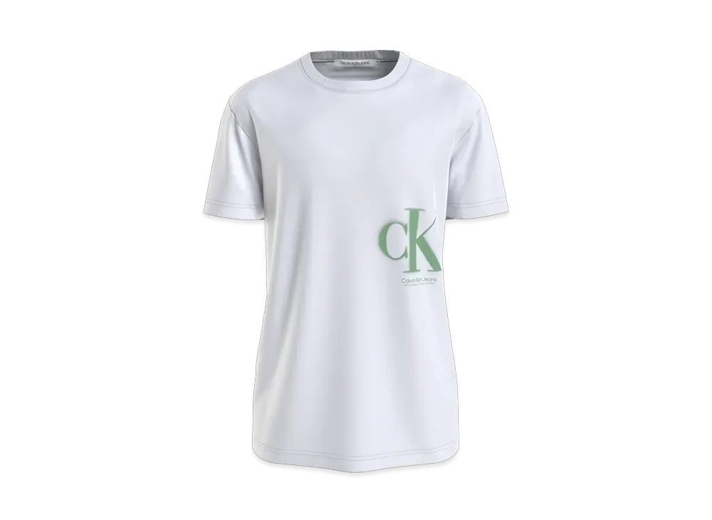 Calvin Klein Jeans Spray Logo Crew Neck T-Shirt Ck "Bright White"