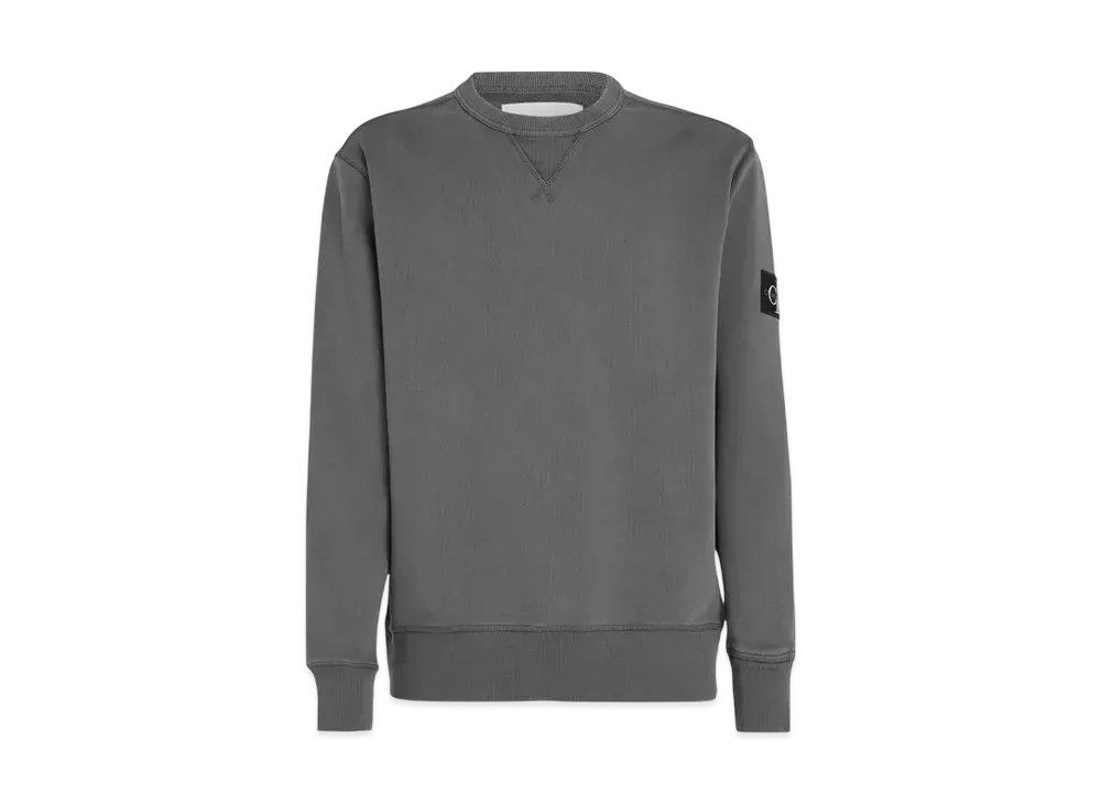 Calvin Klein Jeans Washed Monogram Logo Sleeve Badge Crew Neck Sweatshirt "Washed Black"