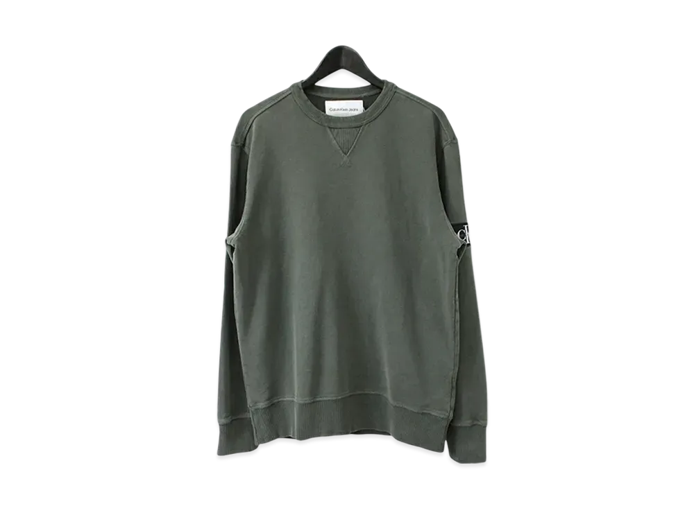 Calvin Klein Jeans Washed Monogram Logo Sleeve Badge Crew Neck Sweatshirt "Endless Grey"