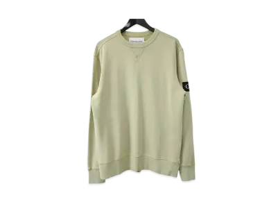 Calvin Klein Jeans Washed Monogram Logo Sleeve Badge Crew Neck Sweatshirt "Pale Khaki"