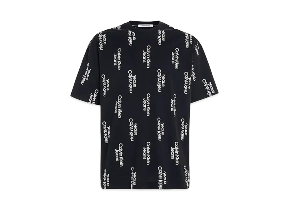 Calvin Klein Jeans All Over Logo Crew Neck T-Shirt "Black"