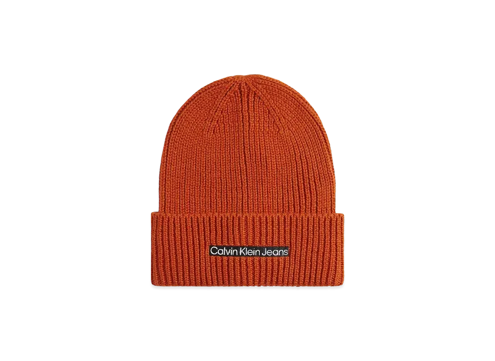 Calvin Klein Jeans Institutional Patch Beanie "Coral Orange"
