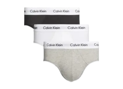 Calvin Klein 3 Pieces Cotton Hip Briefs "Black/White/Grey Heather"
