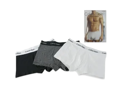 Calvin Klein 3 Pieces Cotton Stretch Low Rise Boxer Shorts "White/Border/Black"