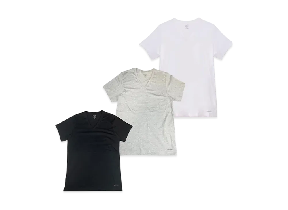 Calvin Klein Cotton V Neck T-Shirt "Black/White/Gray"