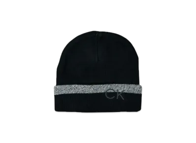 Calvin Klein Stripped Printed Logo Cuff Beanie "Black/Gray"