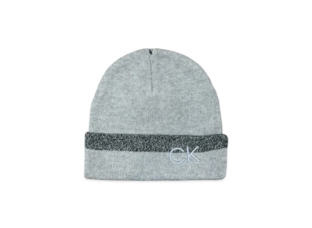 Calvin Klein Stripped Printed Logo Cuff Beanie "Gray"