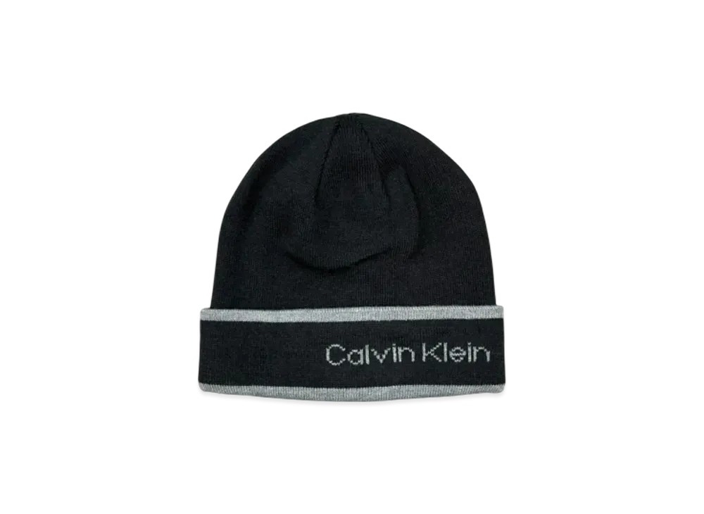 Calvin Klein Border Logo Reversible Cuff Beanie "Black"