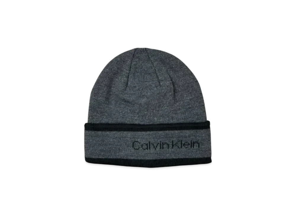 Calvin Klein Border Logo Reversible Cuff Beanie "Gray"