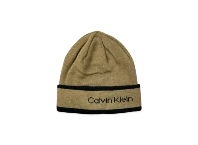 Calvin Klein Border Logo Reversible Cuff Beanie "Beige"