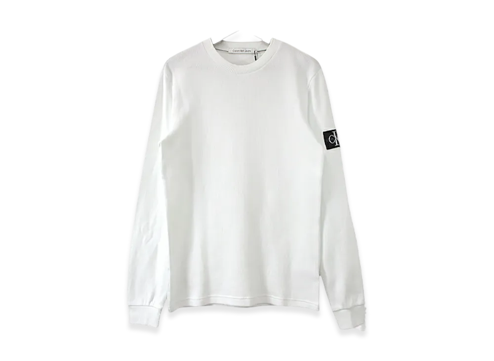 Calvin Klein Jeans Monologo Badge Waffle LS Tee "Bright White"