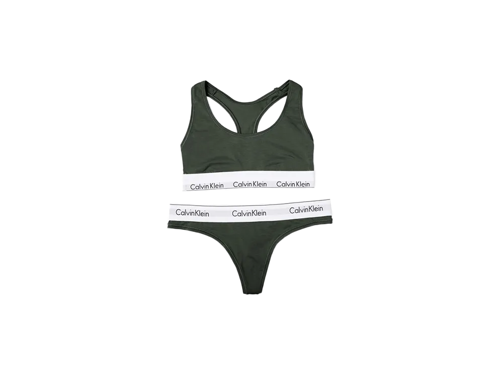 Calvin Klein Modern Cotton Bra/Shorts Set "Field Olive"