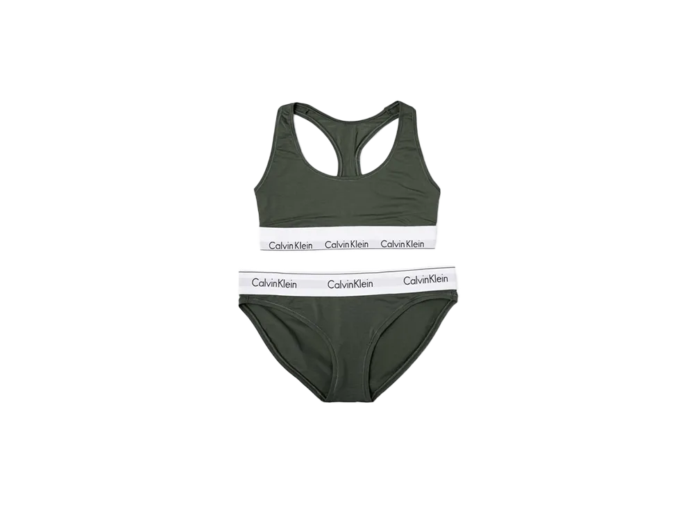 Calvin Klein Modern Cotton Bra/Shorts Set "Field Olive"