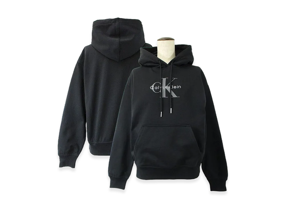 Calvin Klein Jeans Women's LS Monologo French Terry Po Hoodie "Black"