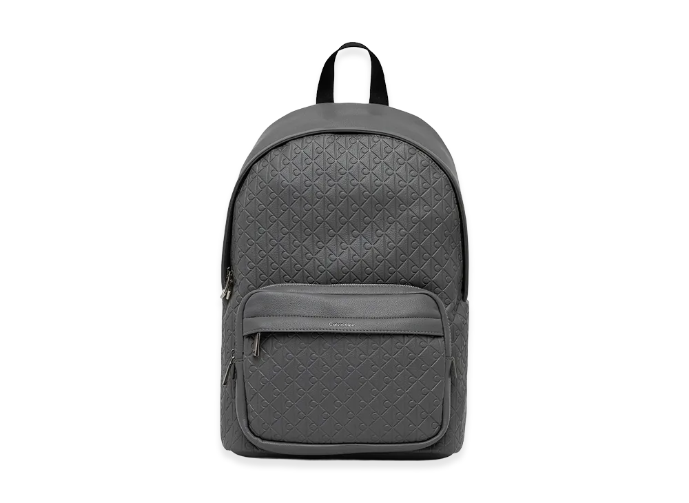 Calvin Klein Emblem AOP Emboss Round Backpack "Charcoal Gray"