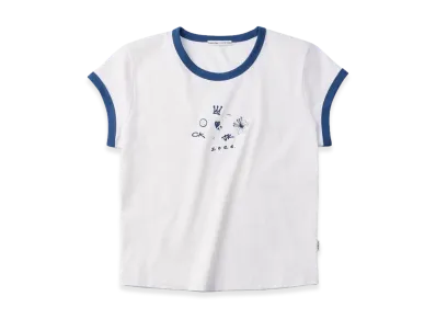 Calvin Klein x Jung Kook of BTS Women's Icons Graphic Ringer Baby Tee "Lily White"