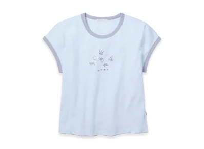Calvin Klein x Jung Kook of BTS Women's Icons Graphic Ringer Baby Tee "Pale Horizon Blue"