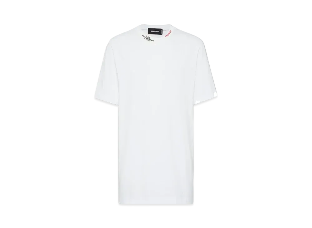 DSQUARED2 Regular Fit Embroidered Neck T-Shirt "Whitei"