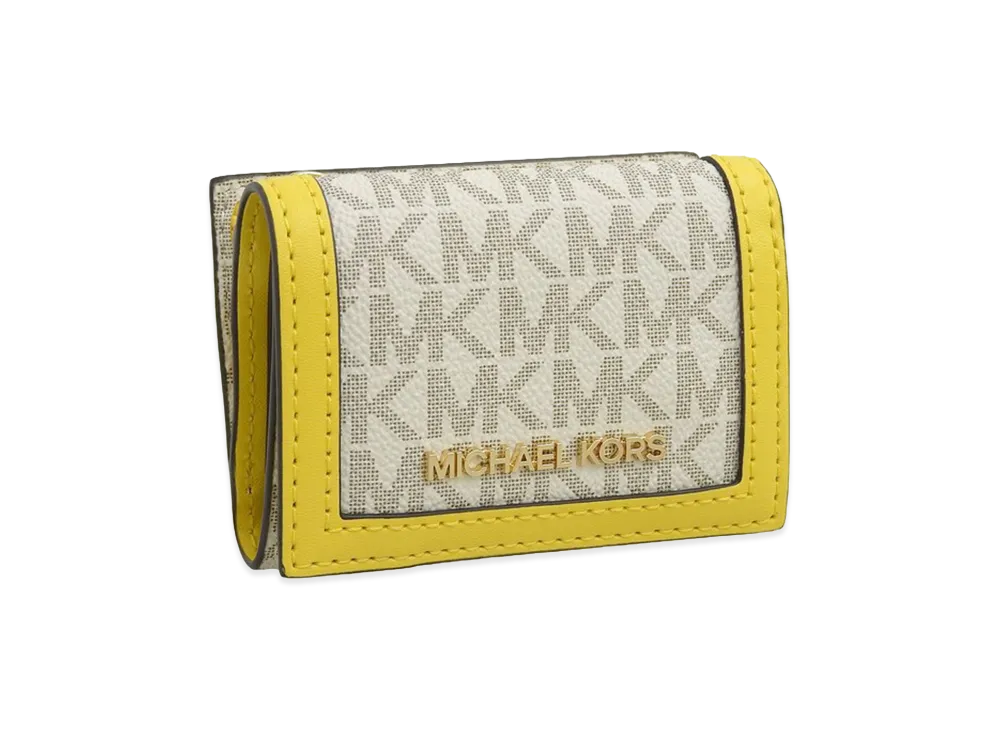 MICHAEL KORS Women's Jet Set Travel Trifold Wallet "White/Yellow"