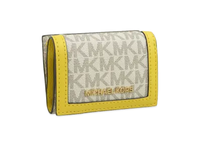 MICHAEL KORS Women's Jet Set Travel Trifold Wallet "White/Yellow"