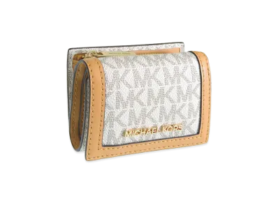 MICHAEL KORS Women's Jet Set Travel Trifold Wallet "White/Beige"