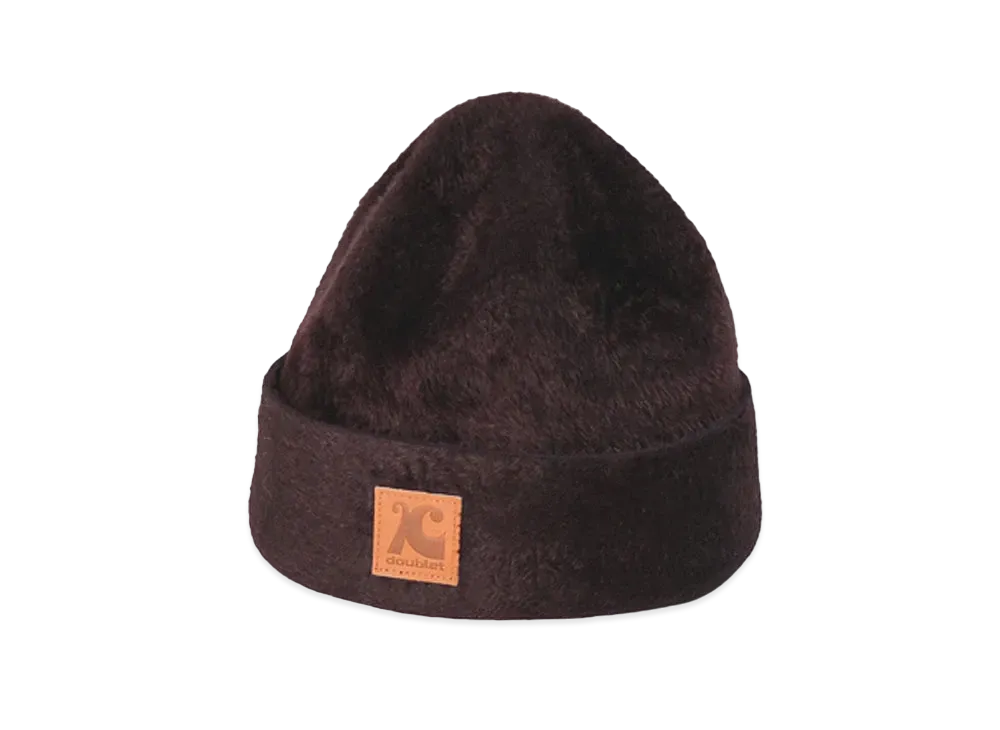 doublet x KIJIMA TAKAYUKI Leather Patch Felt Beanie "Brown"
