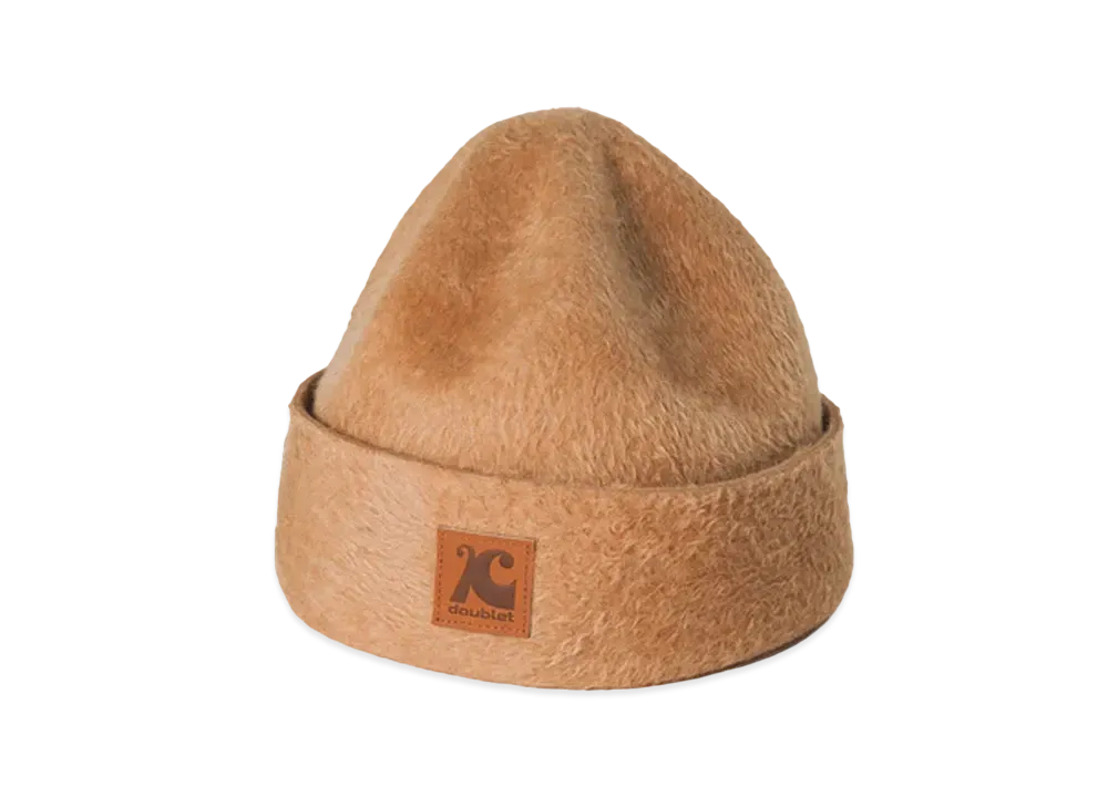 doublet x KIJIMA TAKAYUKI Leather Patch Felt Beanie "Beige"