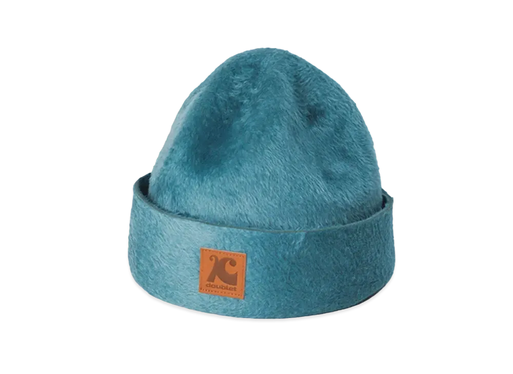 doublet x KIJIMA TAKAYUKI Leather Patch Felt Beanie "Blue"