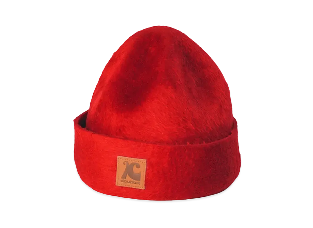 doublet x KIJIMA TAKAYUKI Leather Patch Felt Beanie "Red"