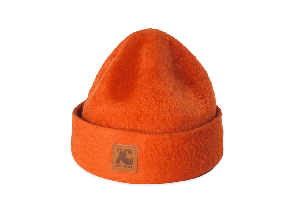 doublet x KIJIMA TAKAYUKI Leather Patch Felt Beanie "Orange"