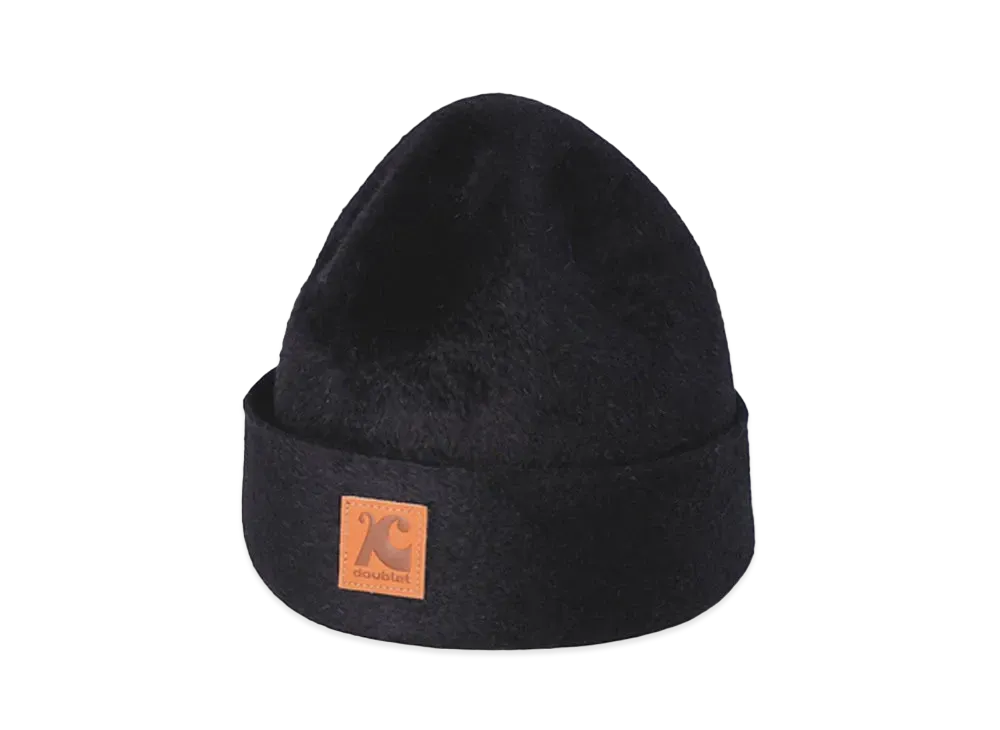 doublet x KIJIMA TAKAYUKI Leather Patch Felt Beanie "Black"