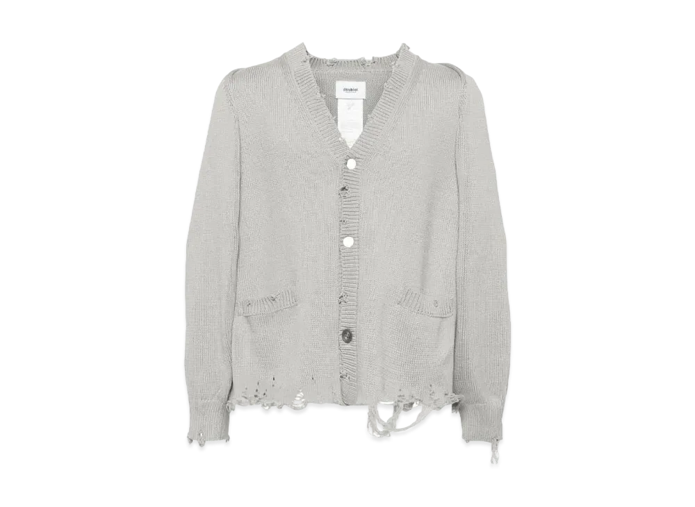 doublet Distressed Detachable Sleeve Cardigan "Light Grey"