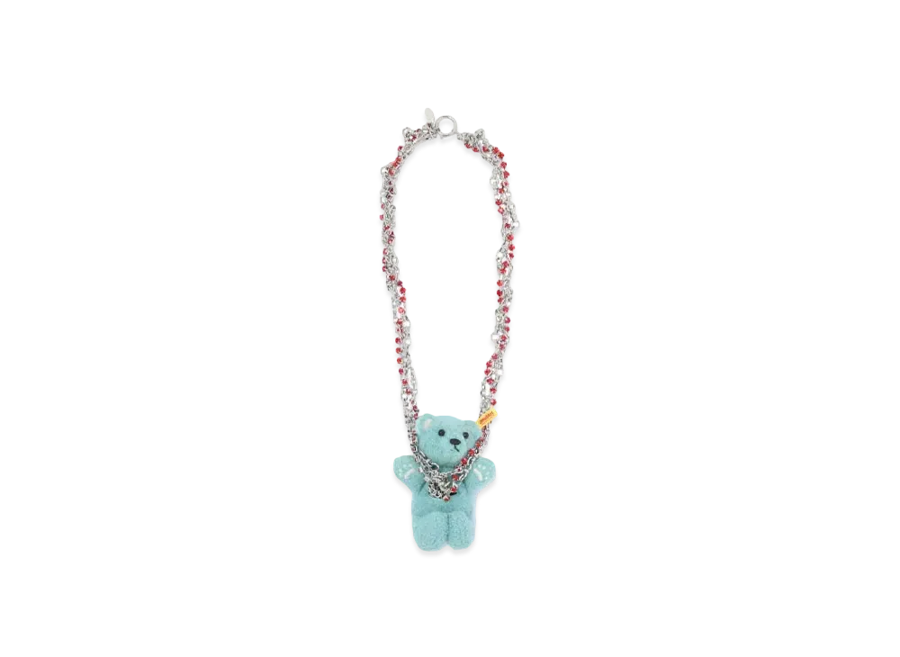 doublet Stuffed Bear Necklace "Light Blue"