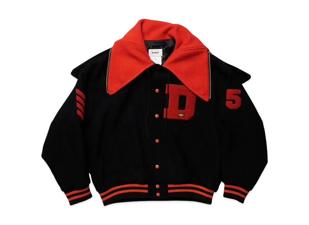doublet Petal Mouth Hood Varsity Jacket "Black"