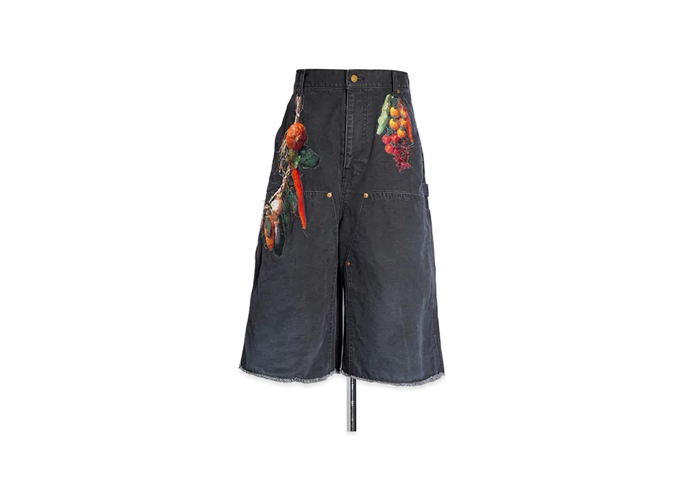 doublet Vegetable Embroidery Cut-Off Pants "Black"