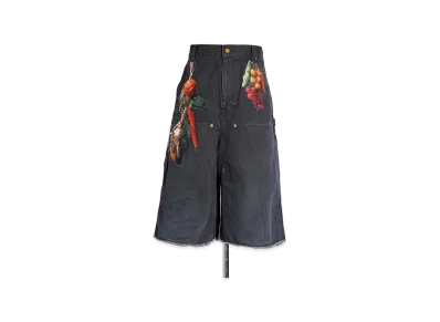 doublet Vegetable Embroidery Cut-Off Pants "Black"