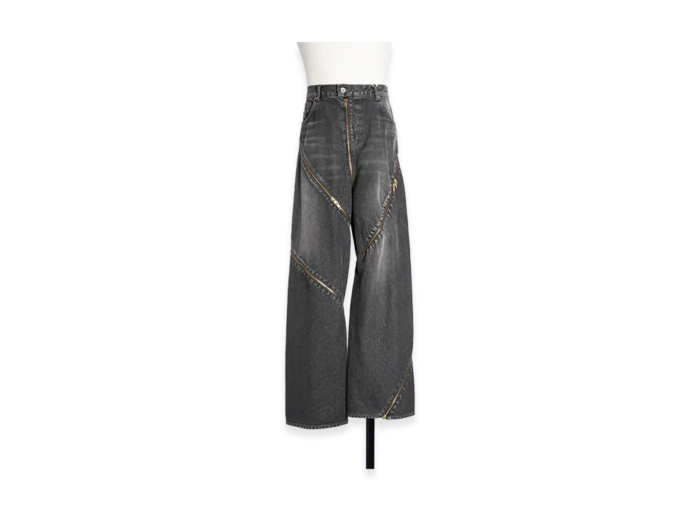 doublet Filleted Zip Denim Pants "Black"
