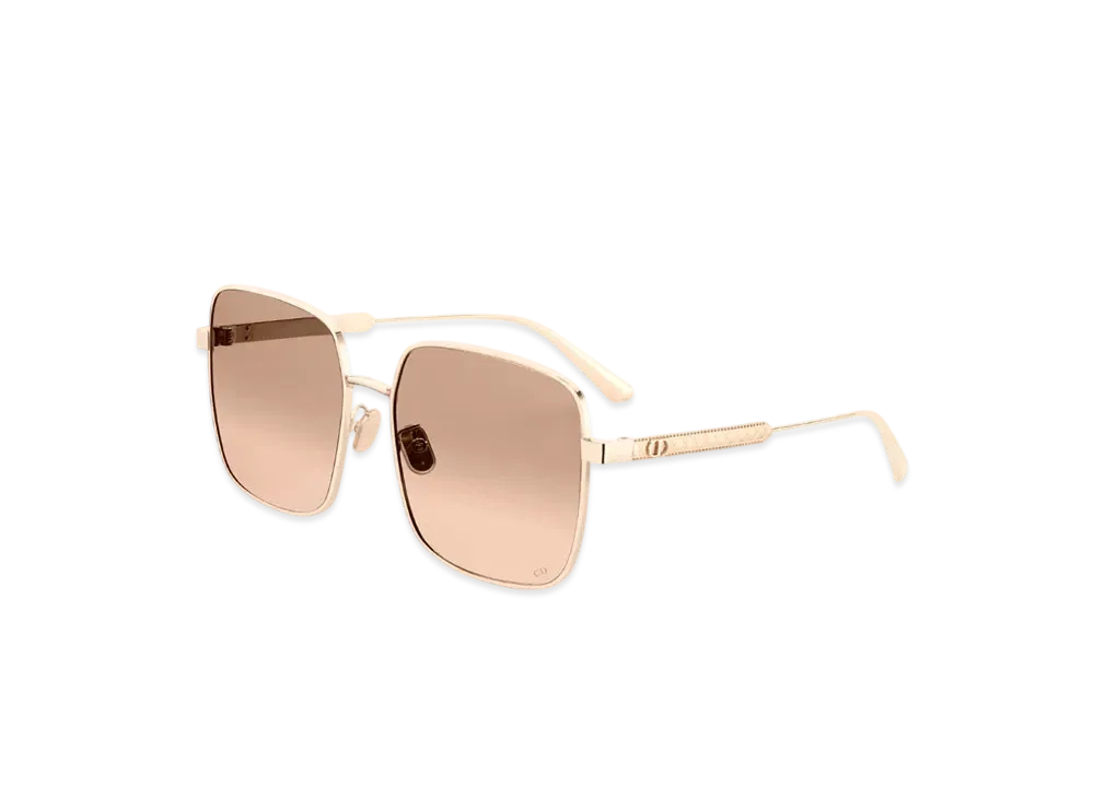 Dior Cannage S1U Bronze-to-Nude Gradient Square Sunglasses "Gold/Nude"