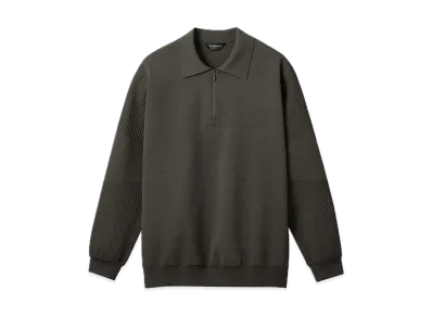 DESCENTE ALLTERRAIN Fusion Knit Long Sleeve Polo Shirt "Dark Gray"